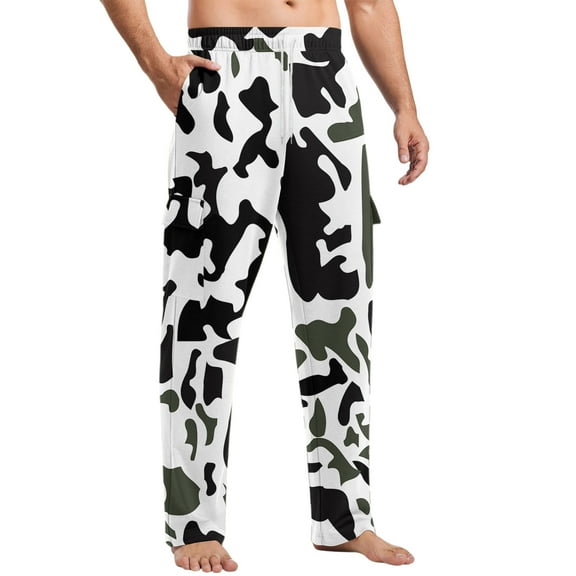 Kixjoy Baggy Sweatpants Men Camo Big and Tall Cargo Pant Winter Elastic Waist Drawstring Baggy Sweatpant Athletic Thermal Lightweight Joggers for Men with Pockets, White 3XL
