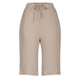 thumbnail image 5 of Endives Linen Shorts For Women Knee Length Tie High Waisted Elastic Casual Wide Leg Short Summer Pants Daily Wear, 5 of 7