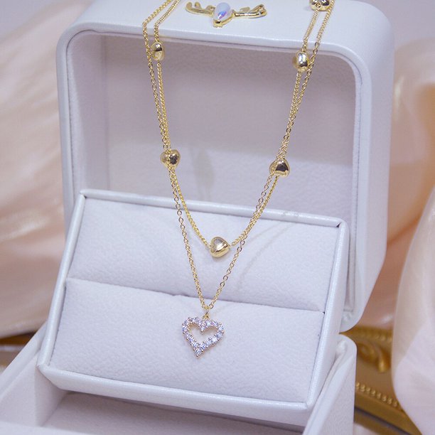 Sensación emocional sensible decoloración amor colgante collar de acero inoxidable con cuentas collar de cadena regalo joyería nueva moda Dengxun unisex