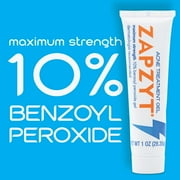 Zapzyt Acne Treatment Gel, Maximum Strength 10 Percent Benzoyl Peroxide, 1 oz (Pack of 2)