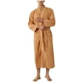 thumbnail image 3 of Loopsun Mens Bath Robes, Men's Casual Fashion Solid Color Long Sleeve Tie Waist Pajamas Robes Yellow,XL, 3 of 5