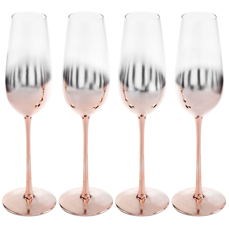 Set of 4 Champagne Glasses Flute 9 inch tall 3”in wide base bar ware  glassware