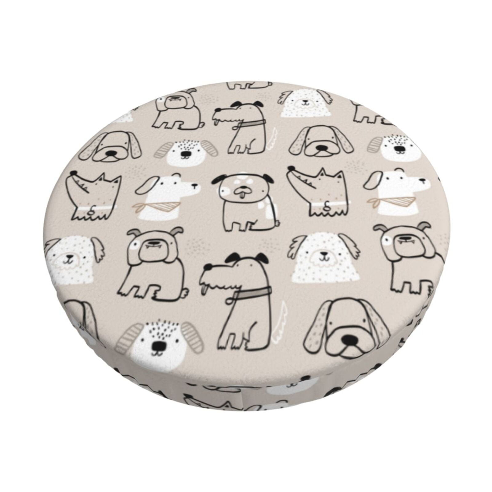 Easygdp Puppy Print Easy To Install Bar Stool Covers&Stool Covers Round&Elastic Stool Cover, Barstool Covers,Washable&Bottom With Elastic Edge-13 inch