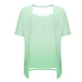 thumbnail image 6 of GaThRRgYP Women's Summer Short Sleeve Tops for Beach & City,Women's Fashion Printed Fake Two Piece Short Sleeve Round-Neck Blouses Green XXL, 6 of 7