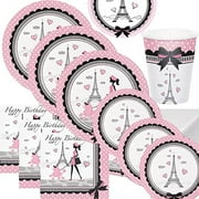 65 pcs Paris Eiffel Tower Tableware Set | Serves 16 Guests | Paris Theme Tableware Set Kit, oh la la Baby Shower Birthday Paris Theme Party Supplies$$Home Decor, Kitchen, & Other