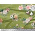 thumbnail image 3 of Soimoi Green Cotton Poplin Fabric Leaves & Begonia Floral Decor Fabric Printed Yard 56 Inch Wide, 3 of 3