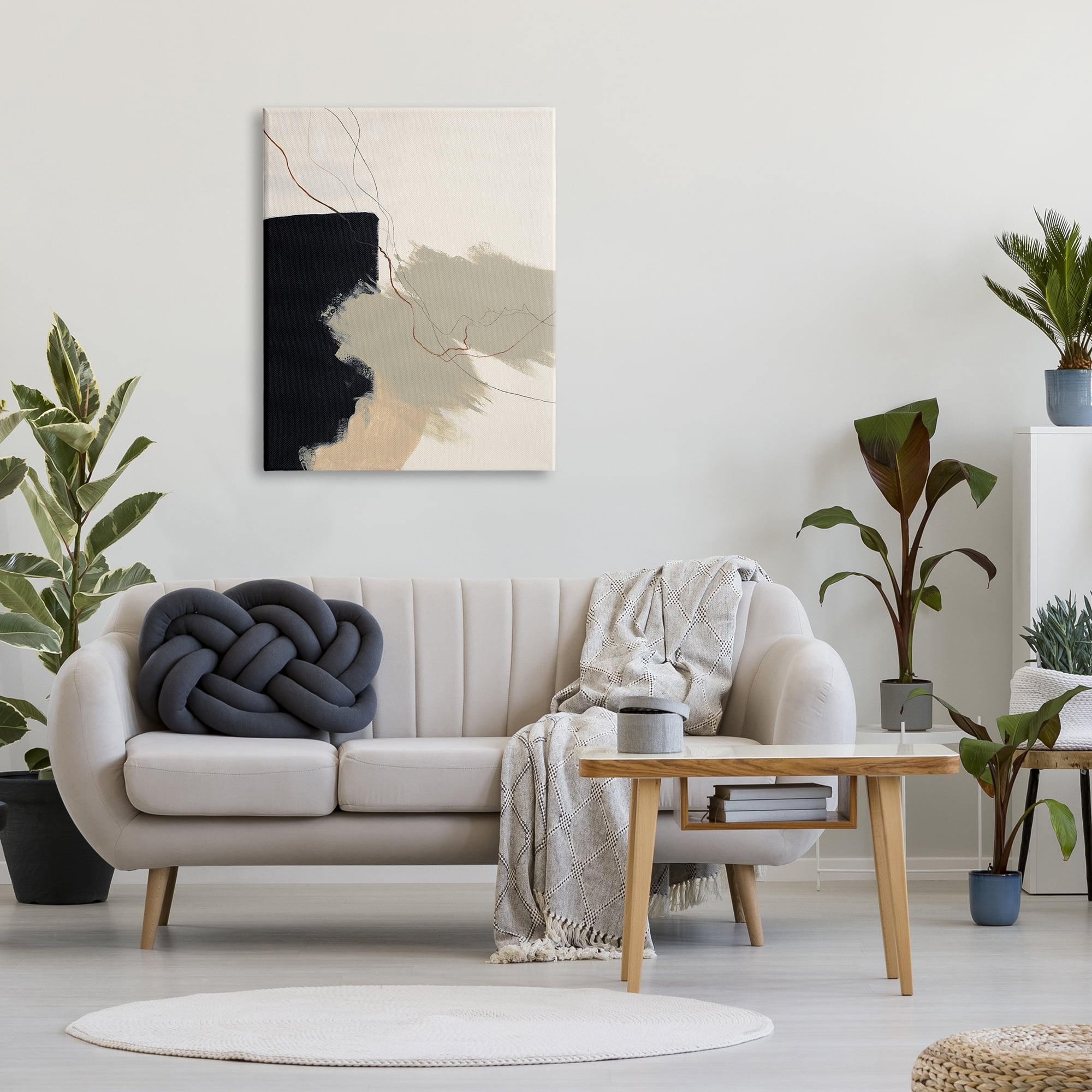 Stupell Industries Soft Paint Strokes with Line Abstract Painting Gallery Wrapped Canvas Art Print Wall Art, 30 x 40