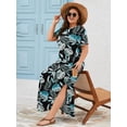 thumbnail image 2 of SHOWMALL Women's Plus Size Short Sleeve Maxi Dress, Rainforest Black 2X Side Slit Rounded Hem Long T-Shirt Dress with Pockets for Vacation & Casual Wear, 2 of 6