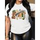 thumbnail image 1 of Women's Easter Bunny Graphic Tee - Casual Polyester Round Neck Short Sleeve T-Shirt with Colorful "THE HUNT IS ON" Print, Machine Washable, Autumn Fashion Shirt | Illustrated Tshirt | Polyester Fabri, 1 of 7