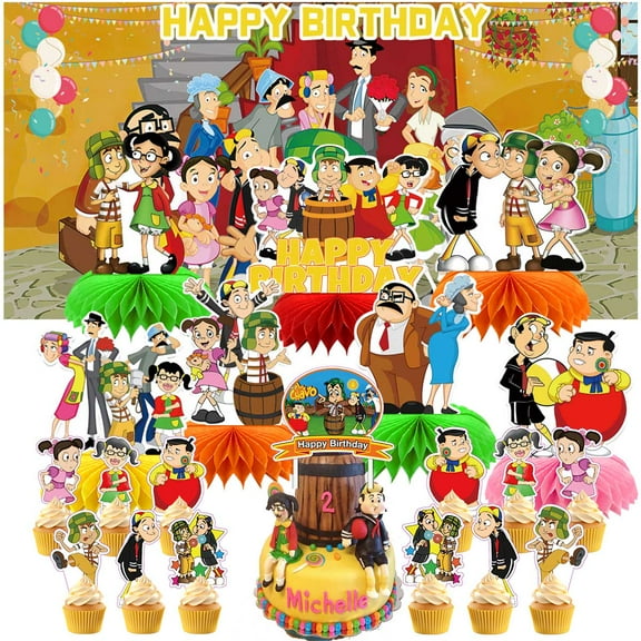 El Chavo del Ocho Honeycomb Centerpieces Table Toppers Backdrop Decorations for Birthday Party Decor Supplies Banner