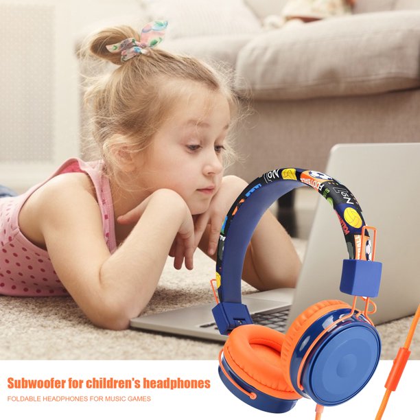 Gwong Electrónica Auriculares ajustables ABS plegables cableado sobre auriculares para los niños para niños