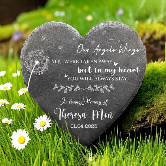 Memorial Garden Stone – May the Winds of Heaven Blow Softly Sympathy Gift, Slate Grave Marker for Loss of Mom or Dad, Remembrance, Bereavement Keepsake