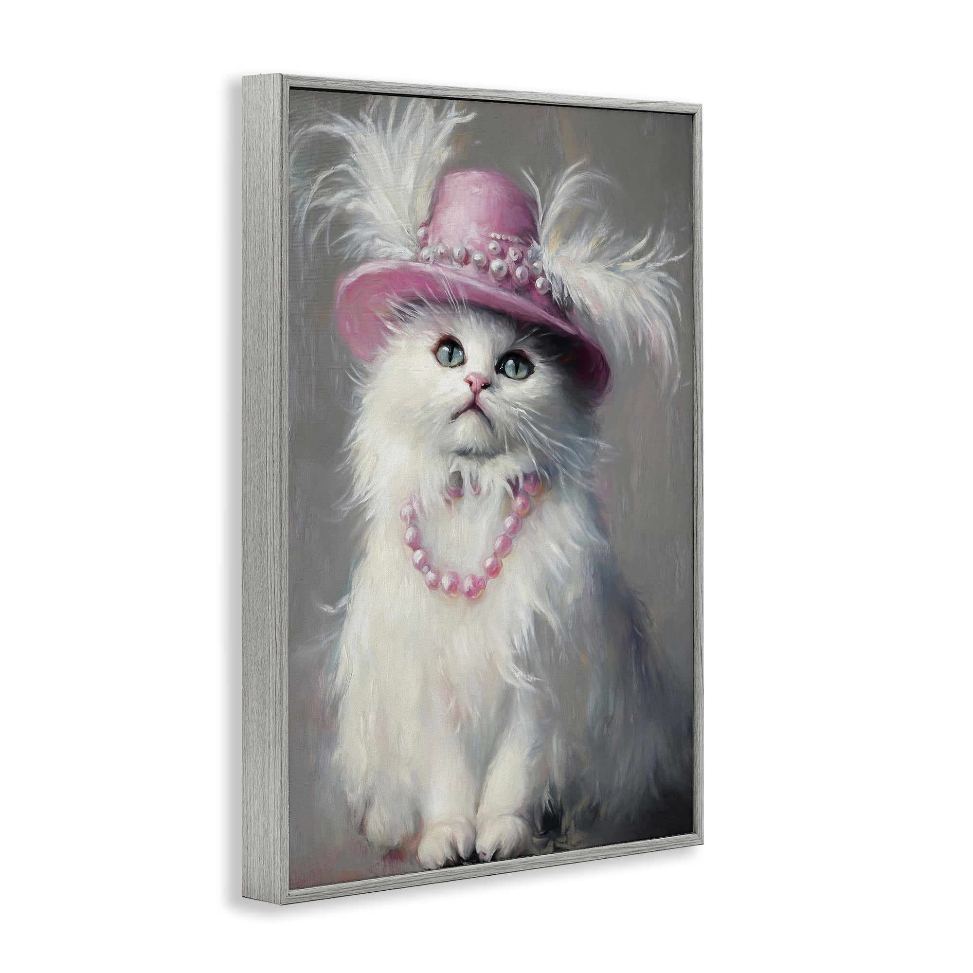 Stupell Industries Beautiful Brigitte Cat Gray Framed Giclee Art, design by Tina LeCour