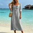 thumbnail image 3 of YuXingFu Wedding Guest Dresses for Women formal Maxi Crew Neck Plus Size Womens Dress Long Sleeve for Beach Long Casual Summer Gray L, 3 of 9