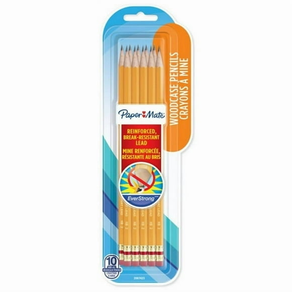 Paper Mate EverStrong #2 Pencils, Reinforced, Break-Resistant Lead When Writing, 10 Count