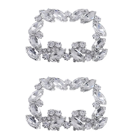 Miangastore 1 Pair Decorative Crystal Shoe Buckles Shiny Bridal Shoe Clips for Wedding