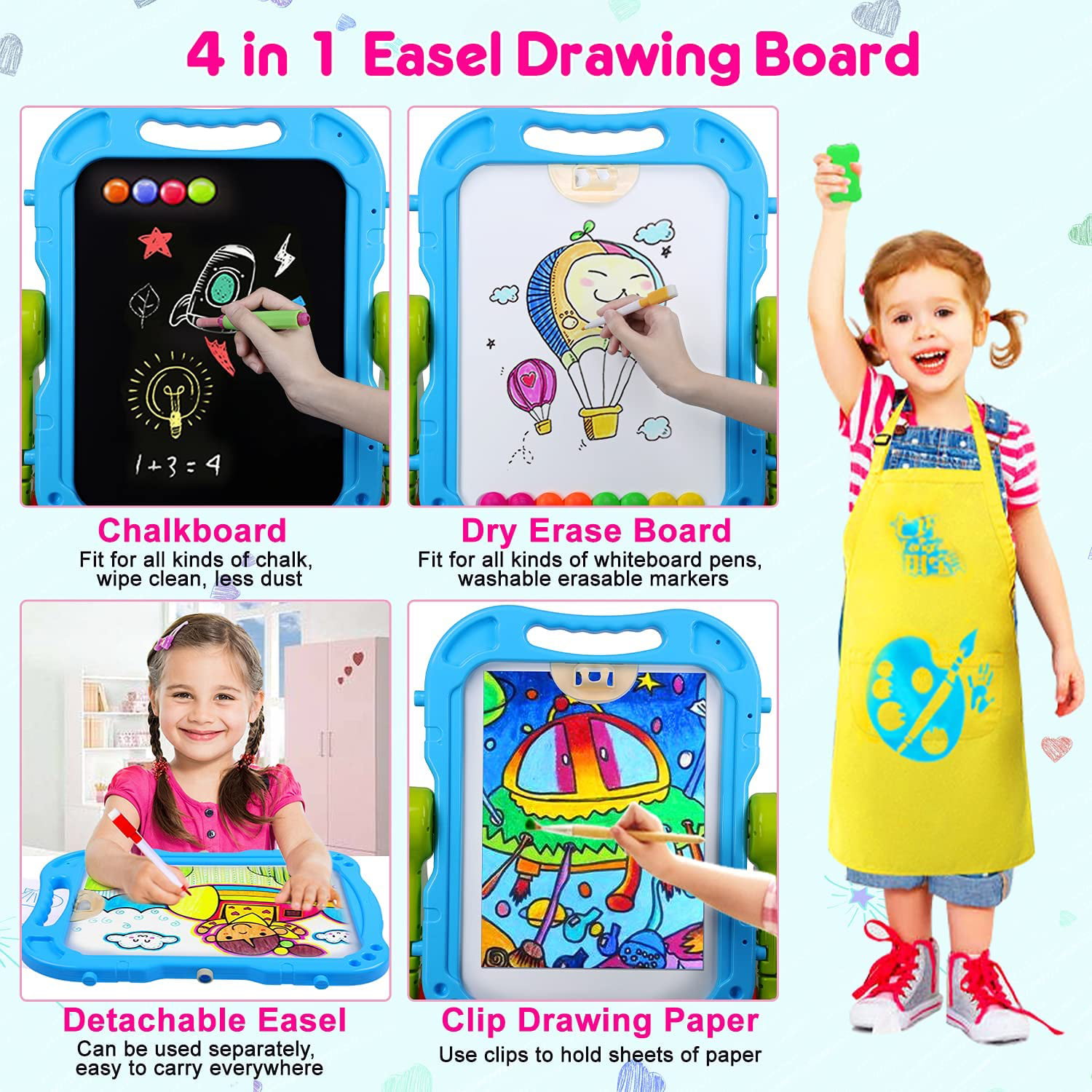 Swity Home Art Easel for Kids - Double Sided Whiteboard & Blackboard Kids  Easel Drawing Board with 100+ Accessories, Kids Art Easel Set for Kids Ages