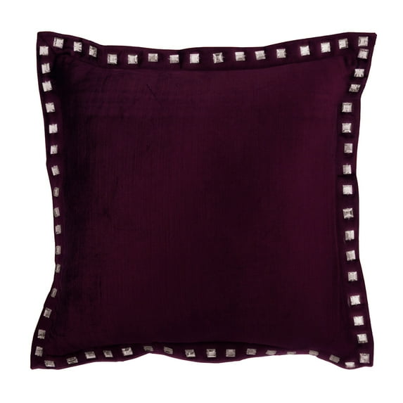 Cushion Cover For Sofa, Plum Pillow Shams, Crystals Sparkly Pillow Sham, 24x24 inch (60x60 cm) Pillow Shams, Square Velvet Shams, Solid Pillow Shams, Modern - Plum Crystal Palace