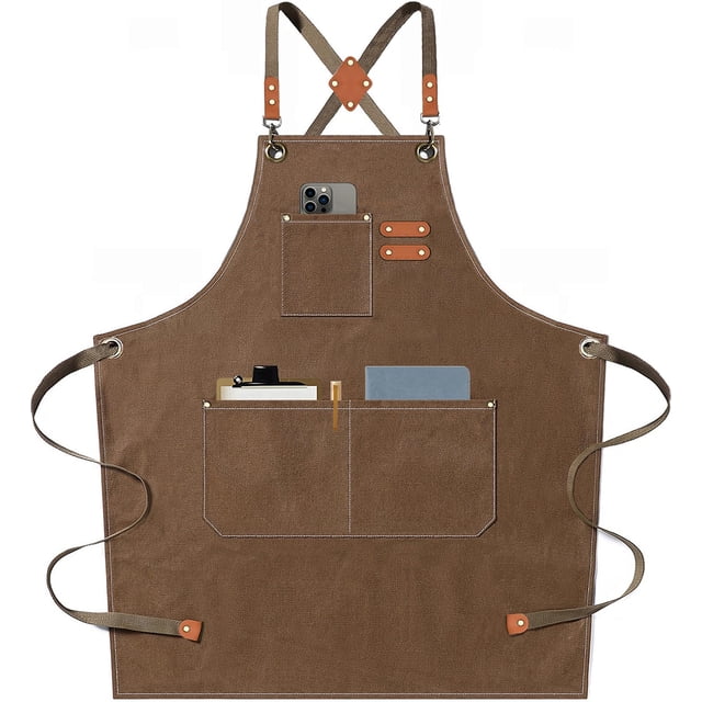 Delantal de lona Apron AFUN Chef para hombre y mujer, color marrón