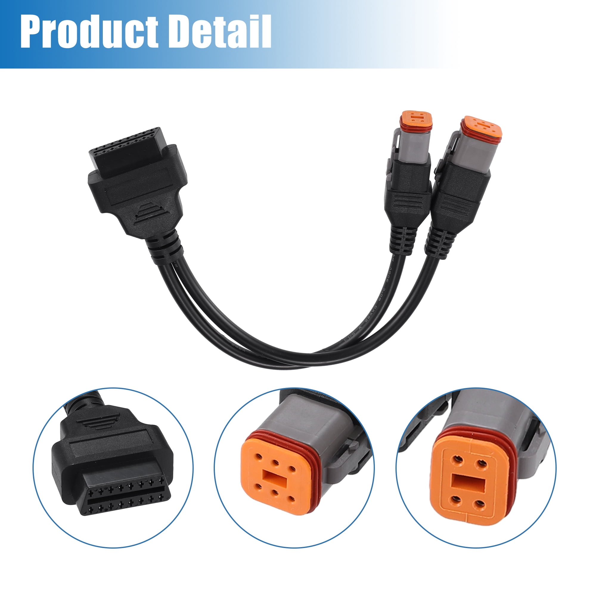 Unique Bargains 16 Pin to 4 Pin 6 Pin Motorcycle OBD Cable Diagnostic Tool Scanner Adaptor