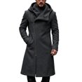 thumbnail image 6 of Hulanddfd Men's Faux Leather Trench Coat Hooded Zip Up Long Windbreaker Casual Fall Winter Outerwear, 6 of 6