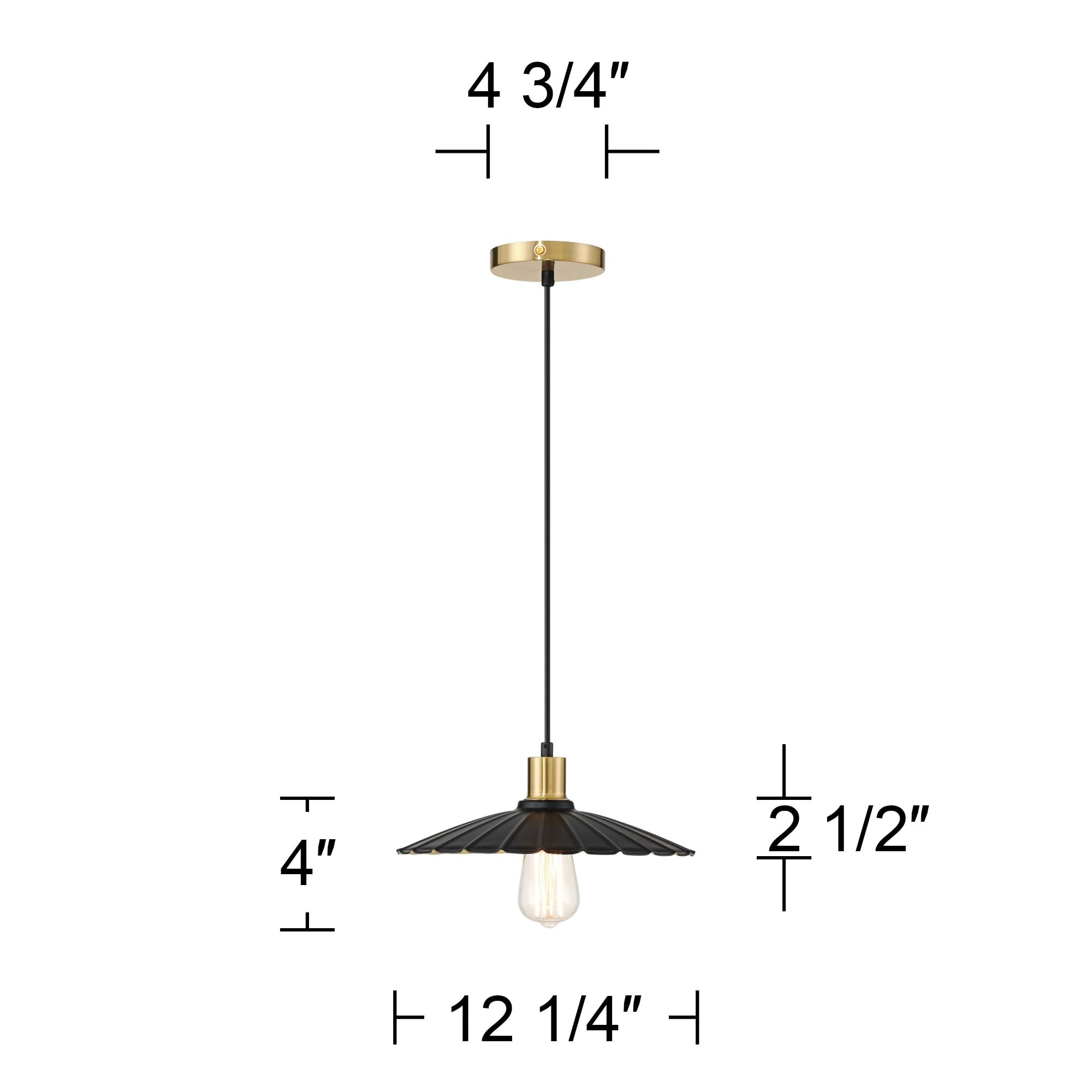 Possini Euro Design Piaza 12 1/4" Mid Century Modern Pendant Ceiling Light Fixture Dining Room Over Table Black Gold Finish