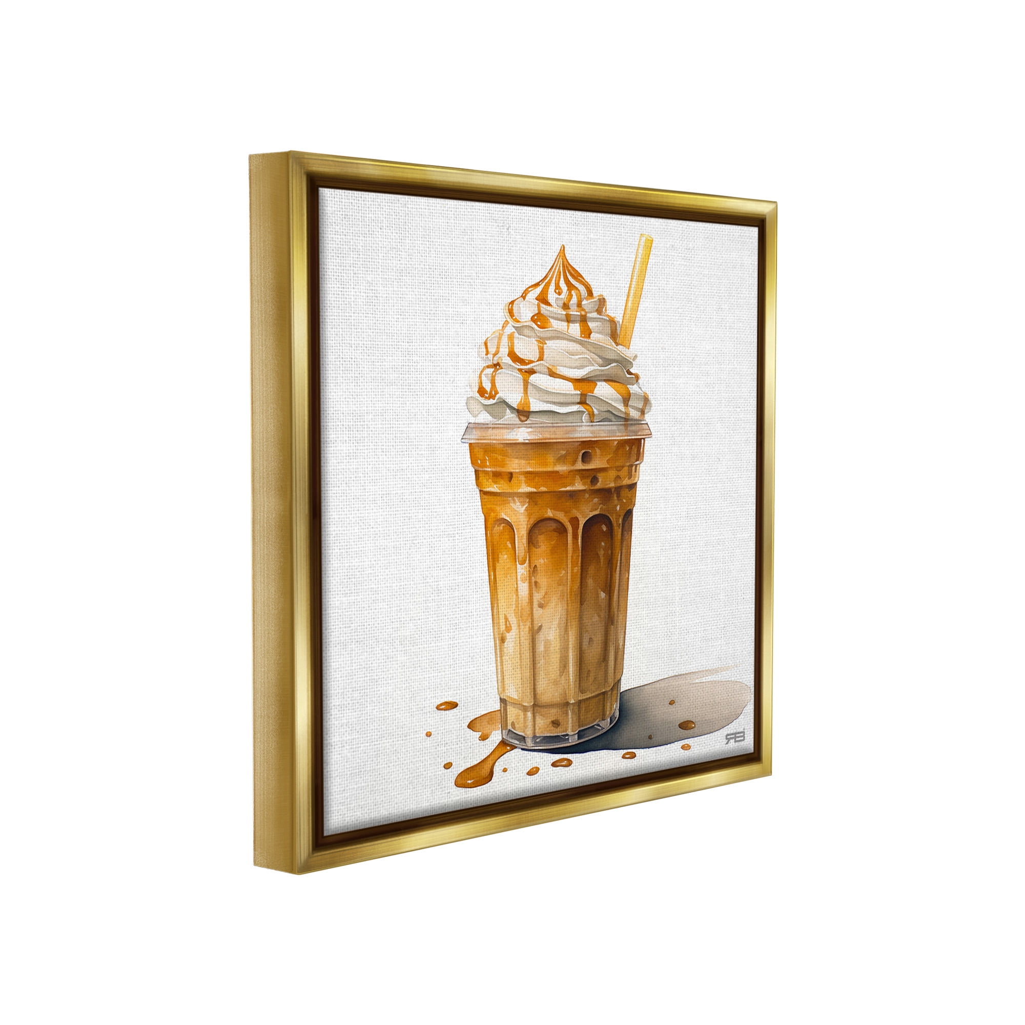 Stupell Industries Coffee with Whipped Cream Food & Beverage Painting Gold Floater Framed Canvas Art Print Wall Art, 18 x 18