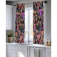 thumbnail image 5 of Watercolor Flowers Sheer Curtains 45 Inch Length 2 Panels Set for Living Room/Bedroom, Retro Spring Floral Botanical Leaves Black Kitchen Curtains Grommet Curtains Window Treatments 42"x45"x2, 5 of 7