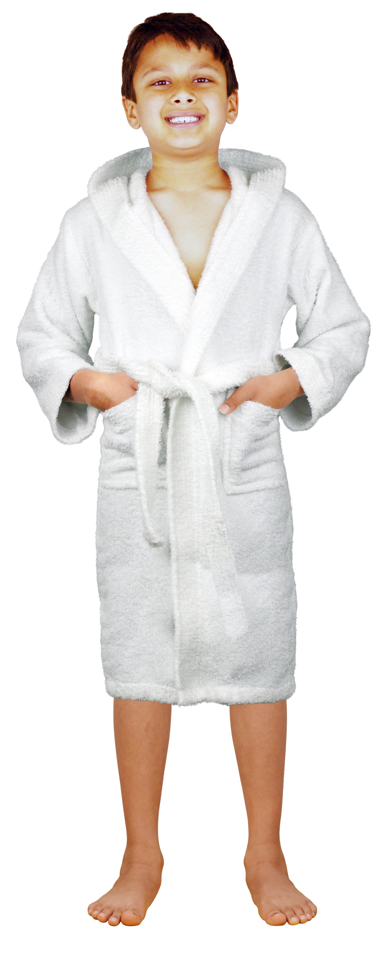 Kids boys girls soft cotton terry hooded luxury robe 2-13 year