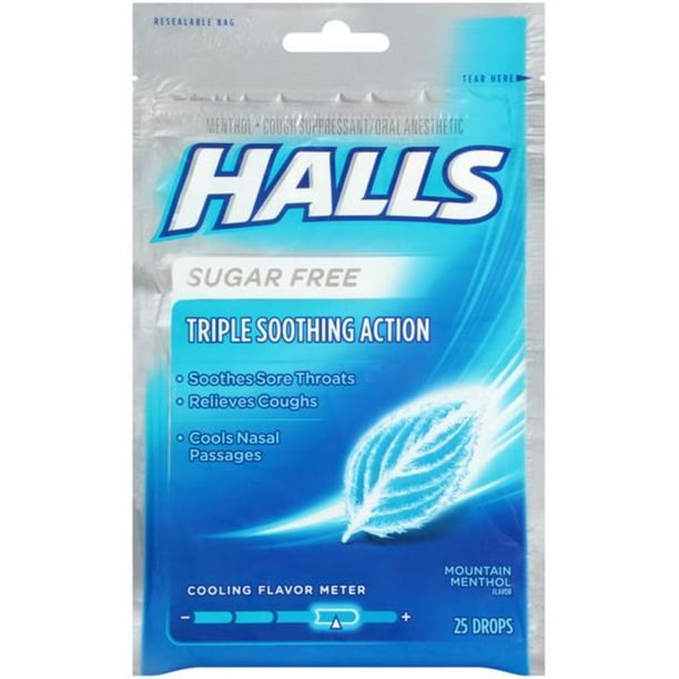 3 Pack - Halls Sugar Free Mountain Menthol Cough Suppressant/Oral ...