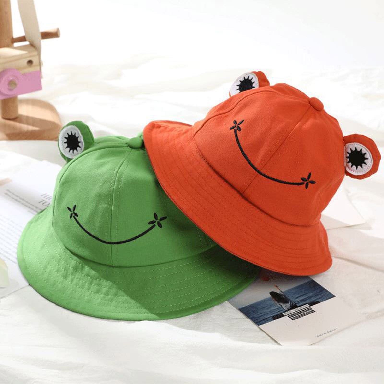 Whaline Plush Frog Hat Cute Green Packable Bucket Hat Autumn Winter Keep  Warm Funny Animal Hat for Adults Women Men Outdoor Indoor Activities