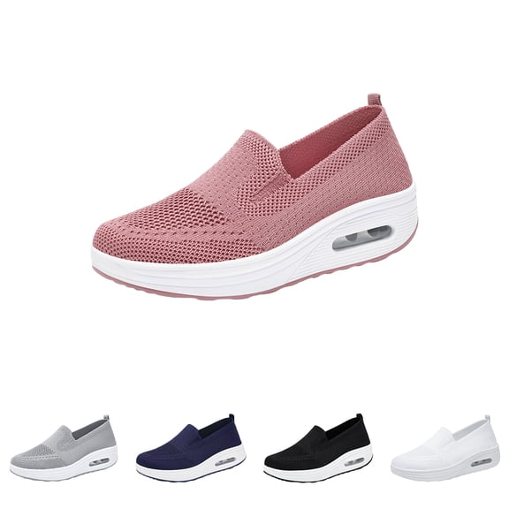 EKVAHL Women's Orthopedic Sneakers - New Slip on Walking Shoes Orthopedic Stretch Diabetic Casual Walking Wide Shoes with Arch Support, Comfort Women's Orthopedic Platform Sneakers Pink