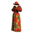 thumbnail image 3 of BintaRealwax African Print Dresses for Women Puff Sleeve Maxi Dashiki Smocked Dress with Hat, 3 of 3
