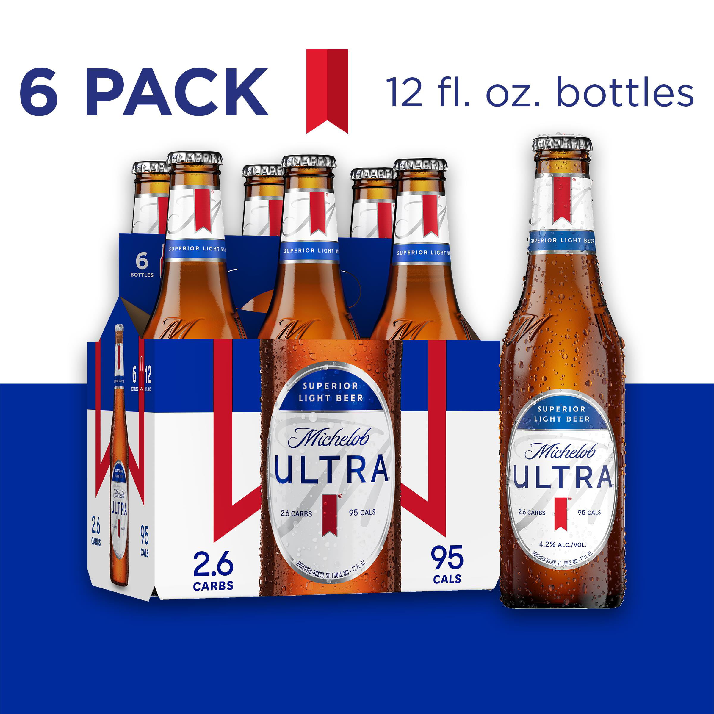 Michelob ULTRA Light Beer, 6 Pack Beer, 12 FL OZ Bottles - Walmart.com ...
