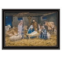 Trendy Decor 4U The Greatest Gift of All - The Birth of Christ Black Framed Wall Art for Living Room, Nativity Wall Art Print for Home Decor, Bedroom Wall Art by Bonnie Mohr