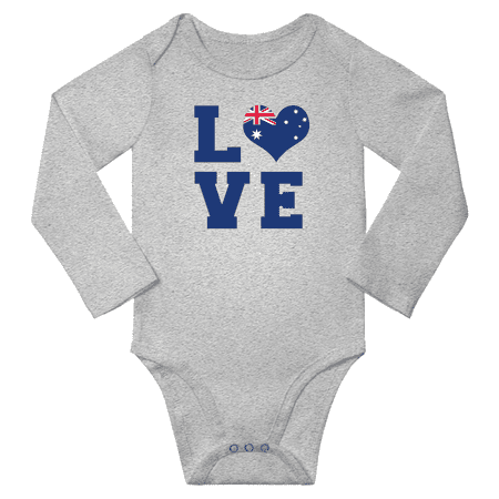 

Love Australia Heart Flag Baby Long Slevve Rompers (Gray 6-12 Months)