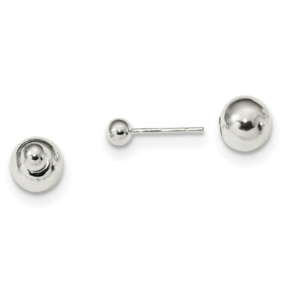 Primal Silver Sterling Silver 4-8mm Ball Front Back Post Earrings