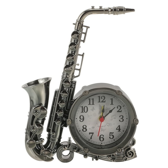 Reloj despertador decorativo retro con forma de saxofón para mesita de noche