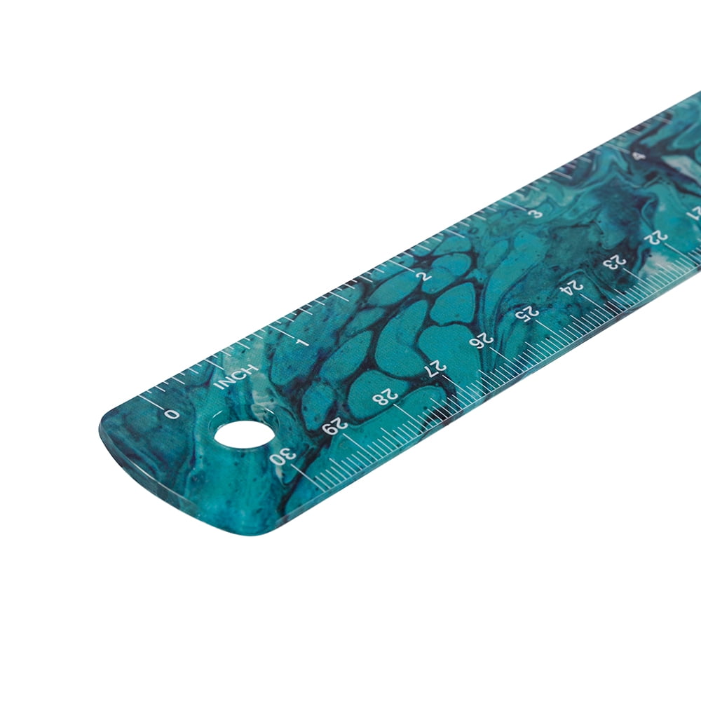 Fiskars 12" Deco Ruler Teal Marble, 1 Piece, School and Crafts