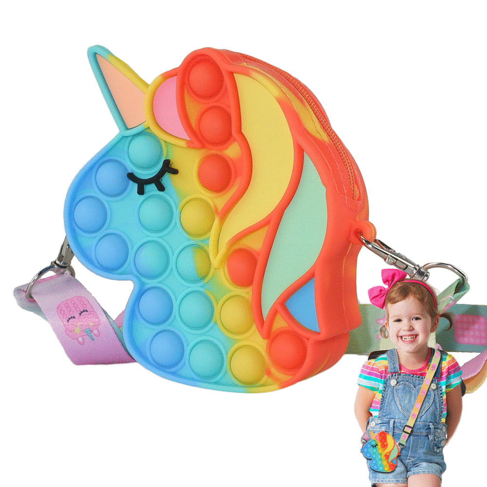 ZIMFANQI Pop It Purse Fidget Toys for Girls Unicorn Mini Pop Its Bag