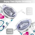 thumbnail image 5 of 40oz Funny Nurse Life Stainless Steel Flip Straw Tumbler Spill Proof Travel Cup Double Wall Vacuum Insulated Coffee Mug with Handle, 5 of 6