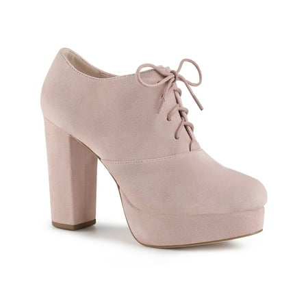 

Unique Bargains Women s Chunky Heels Round Toe Lace Up Ankle Booties