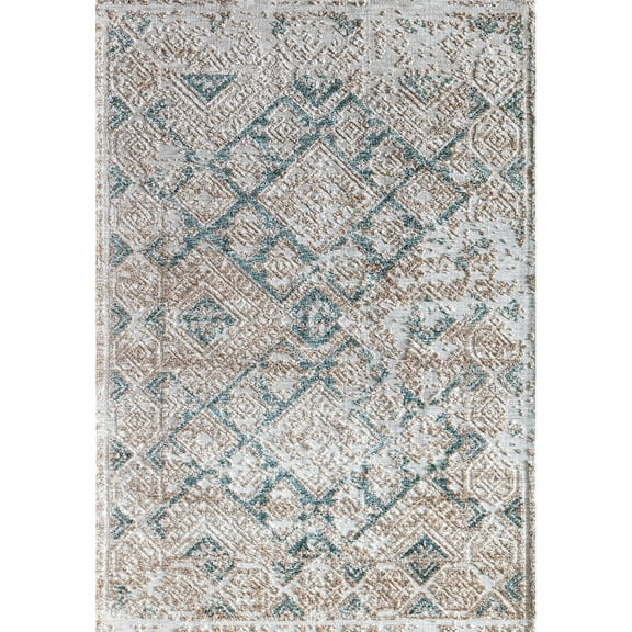 Rugs America GA15B Positive Pursuit Abstract/Geometric Vintage White Area Rug, 8'0"x10'0" Ideal for Living Room, Bedroom, Dining Room and More