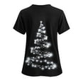 thumbnail image 4 of Feancey Womens Christmas Scrub Tops Stretchy V-Neck Short Sleeve Nursing Shirts Xmas Tree Print Casual Holiday Scrubs with Pockets Multicolor M, 4 of 4