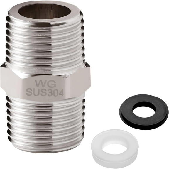 HIBIBUD Shower Hose Extension Connector,1/2 to 1/2 Shower Hose Extender Fitting Extra Long Joint,Used to Connect Two Hoses,Solid Stainless Steel,1 Pcs