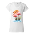 thumbnail image 2 of Wild Bobby, Flamingo Love Print, Animal Lover, Women Standard V-Neck Tee, White, XX-Large, 2 of 4