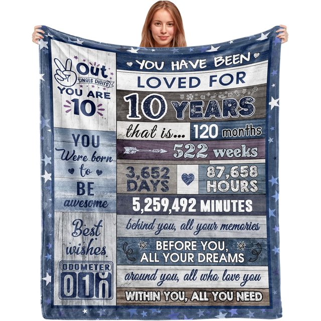 LHSHID 10 Year Old Boys Girls Birthday Gifts Birthday Gifts for 10 Year Old Boys Girls 10 Year Old Boy Gift Ideas 10 Year Old Birthday Blanket for Boys Girls 10th Birthday Throw Blanket 50"x60"