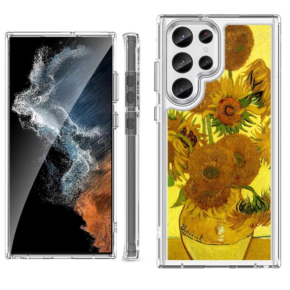 Shockproof Bumper Phone Case for Samsung Galaxy S23 Ultra 5G, by OneToughShield ® - Sunflower