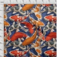 thumbnail image 3 of oneOone Cotton Poplin Bluish Violet Fabric Koi Fish Ocean Sewing Fabric By The Yard Printed Diy Clothing Sewing Supplies 42 Inch Wide, 3 of 4
