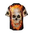 thumbnail image 5 of Uemuo Satanic Skull Pattern Cotton Linen Short Sleeve Shirts,Casual Lightweight Button Down Shirts,Vacation Beach Summer Tops-Medium, 5 of 7